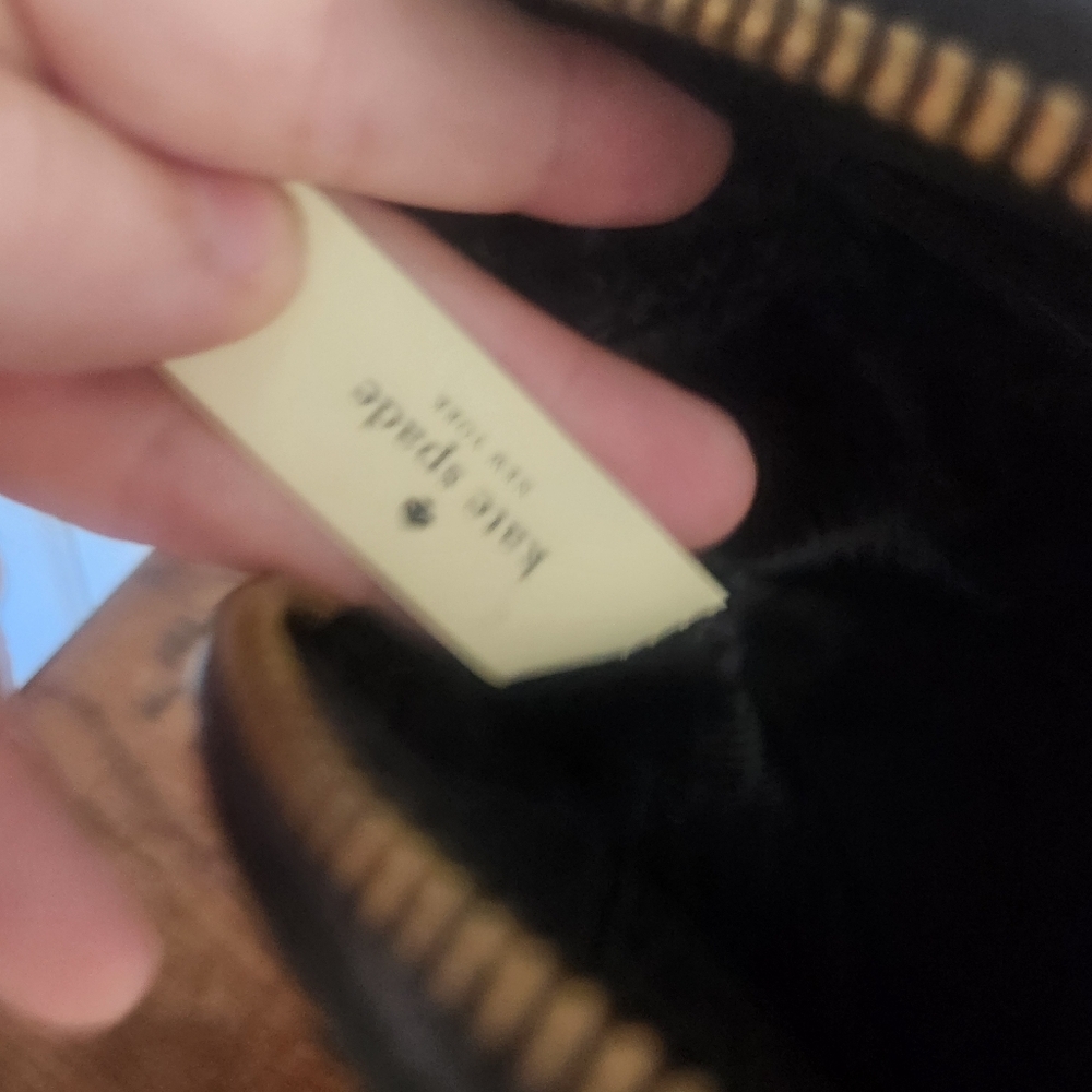 Kate Spade Crossbody Domed Purse Black And Pink Striped Saffiano Leather Wrislet - Picture 10 of 16